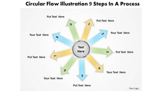 Circular Flow Illustrate 9 Steps In Process Cycle Chart PowerPoint Slides