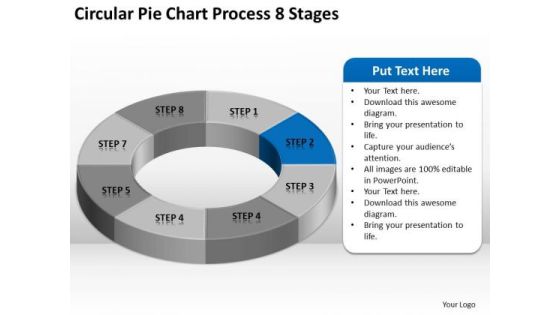 Circular Pie Chart Process 8 Stages Business Plan PowerPoint Slides