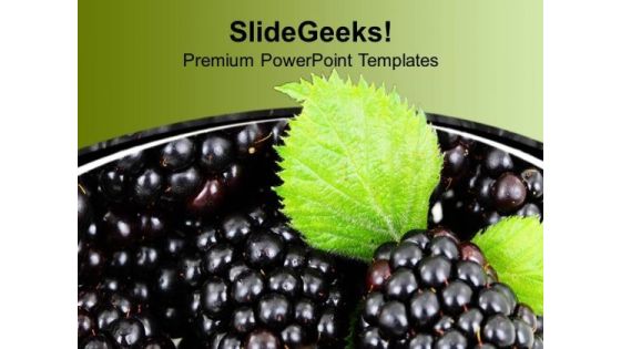Clusters Of Black Grapes With Green Leaf PowerPoint Templates Ppt Backgrounds For Slides 1212