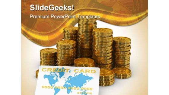 Coins Credit Card Money PowerPoint Background And Template 1210 Coins Credit Card Money PowerPoint Background And Template 1210