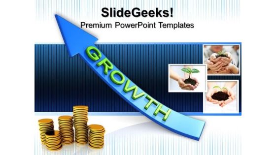 Coins Growth Arrow Success PowerPoint Templates And PowerPoint Themes 0812