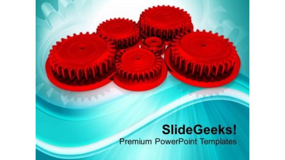 Collection Of Six Gears With Red Color PowerPoint Templates Ppt Backgrounds For Slides 0713
