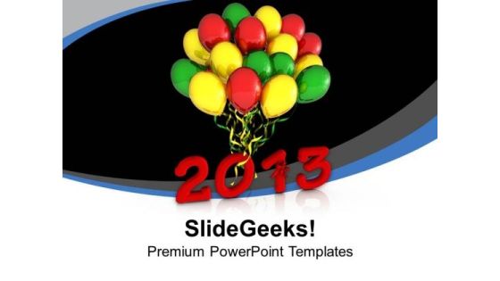 Colored Balloons For New Year Celebration PowerPoint Templates Ppt Backgrounds For Slides 0413
