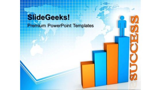 Colored Bar Graph With Person Success PowerPoint Templates And PowerPoint Themes 0312