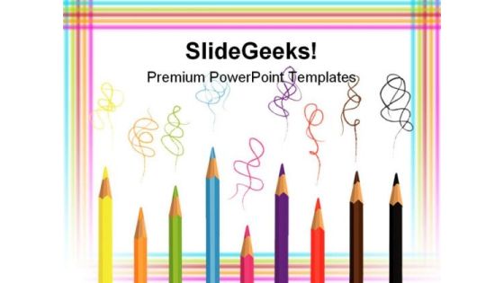 Colored Pencils Education PowerPoint Template 0810 Colored Pencils Education PowerPoint Template 0810