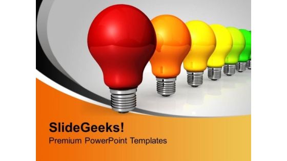 Colorful Electric Bulbs Energy Efficiency PowerPoint Templates Ppt Backgrounds For Slides 0313 Colorful Electric Bulbs Energy Efficiency PowerPoint Templates Ppt Backgrounds For Slides 0313