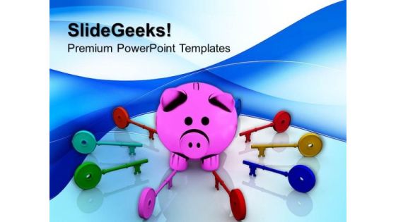 Colorful Keys And Piggy Bank Business PowerPoint Templates And PowerPoint Themes 1012 Colorful Keys And Piggy Bank Business PowerPoint Templates And PowerPoint Themes 1012