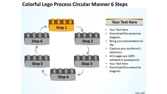 Colorful Lego Process Circular Manner 6 Steps Business Plan PowerPoint Slides Colorful Lego Process Circular Manner 6 Steps Business Plan PowerPoint Slides