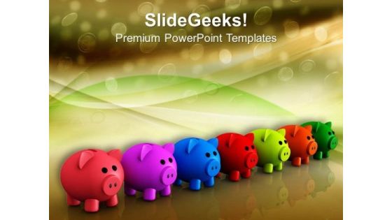 Colorful Piggy Bank Savings Future PowerPoint Templates Ppt Backgrounds For Slides 0213
