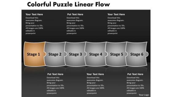 Colorful Puzzle Linear Flow Chart Manufacturing PowerPoint Slides Colorful Puzzle Linear Flow Chart Manufacturing PowerPoint Slides