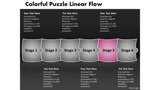 Colorful Puzzle Linear Flow Chart PowerPoint Slides Colorful Puzzle Linear Flow Chart PowerPoint Slides