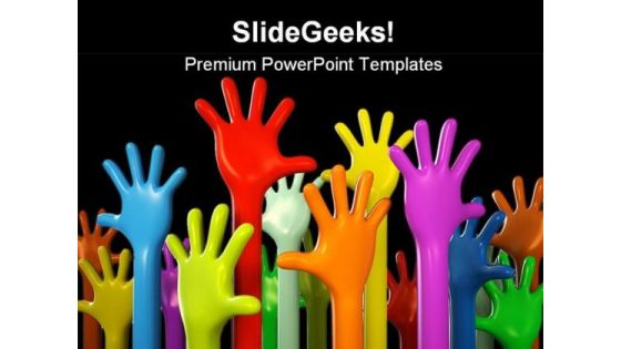 Colourful Hands People PowerPoint Template 1110