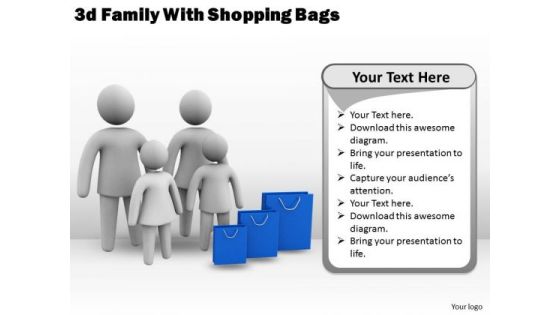 Company Business Strategy 3d Family With Shopping Bags Concept Company Business Strategy 3d Family With Shopping Bags Concept