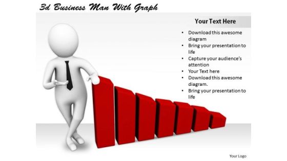 Company Business Strategy 3d Man With Graph Characters Company Business Strategy 3d Man With Graph Characters
