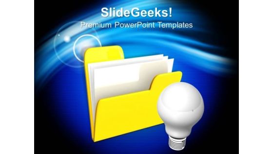 Computer Folder Icon With Light Bulb Business PowerPoint Templates Ppt Backgrounds For Slides 1112