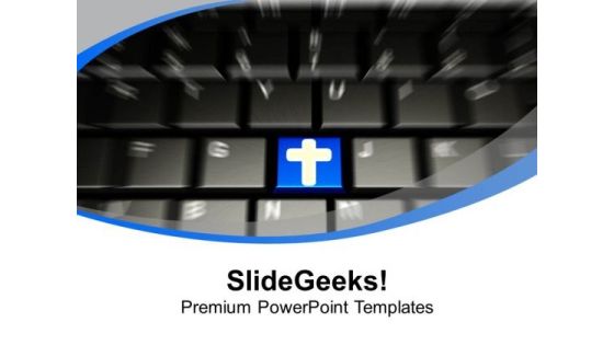 Computer Keyboard With Cross Symbol Christian PowerPoint Templates Ppt Backgrounds For Slides 0113 Computer Keyboard With Cross Symbol Christian PowerPoint Templates Ppt Backgrounds For Slides 0113