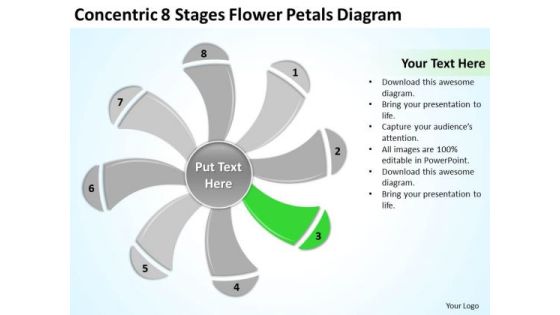 Concentric 8 Stages Flower Petals Diagram Ppt Courier Business Plan PowerPoint Templates