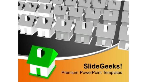 Concept Of Individuality Crowd Of Houses PowerPoint Templates Ppt Backgrounds For Slides 0313