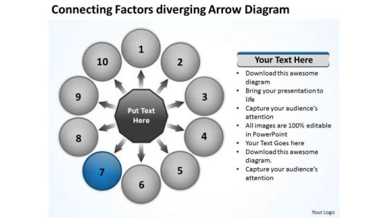 Connecting Factors Diverging Arrow Diagram Business Cycle Spoke Process PowerPoint Slides Connecting Factors Diverging Arrow Diagram Business Cycle Spoke Process PowerPoint Slides