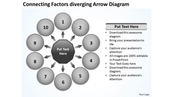 Connecting Factors Diverging Arrow Diagram Circular Flow Chart PowerPoint Slides Connecting Factors Diverging Arrow Diagram Circular Flow Chart PowerPoint Slides