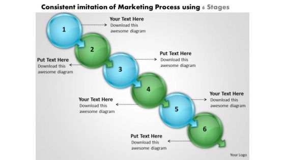 Consistent Imitation Of Marketing Process Using 6 Stages System Flow Chart PowerPoint Slides Consistent Imitation Of Marketing Process Using 6 Stages System Flow Chart PowerPoint Slides