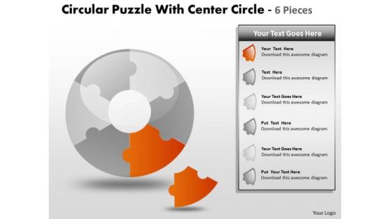 Consulting Diagram Circular Puzzle With Center Circle 6 Pieces Sales Diagram Consulting Diagram Circular Puzzle With Center Circle 6 Pieces Sales Diagram