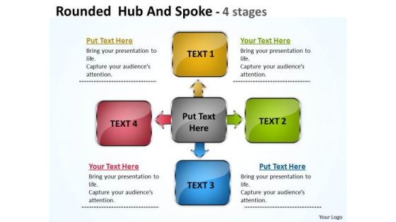 Consulting Diagram Rounded Hub And Spoke 4 Stages Sales Diagram