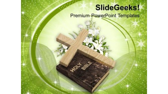 Cross On Holy Bible Christianity PowerPoint Templates Ppt Backgrounds For Slides 1212 Cross On Holy Bible Christianity PowerPoint Templates Ppt Backgrounds For Slides 1212