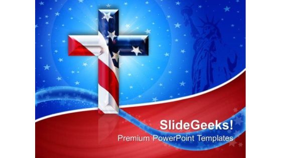 Cross With Usa Flag Americana PowerPoint Templates And PowerPoint Themes 0712 Cross With Usa Flag Americana PowerPoint Templates And PowerPoint Themes 0712