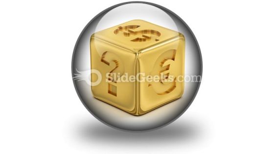 Cube With Currency Signs PowerPoint Icon C Cube With Currency Signs PowerPoint Icon C