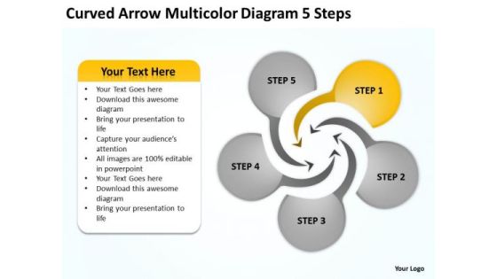 Curved Arrow Multicolor Diagram 5 Steps Online Business Plan Free PowerPoint Templates Curved Arrow Multicolor Diagram 5 Steps Online Business Plan Free PowerPoint Templates