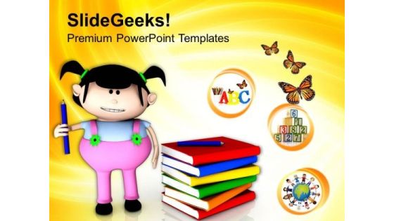 Cute Girl With Books For Study PowerPoint Templates Ppt Backgrounds For Slides 0513 Cute Girl With Books For Study PowerPoint Templates Ppt Backgrounds For Slides 0513
