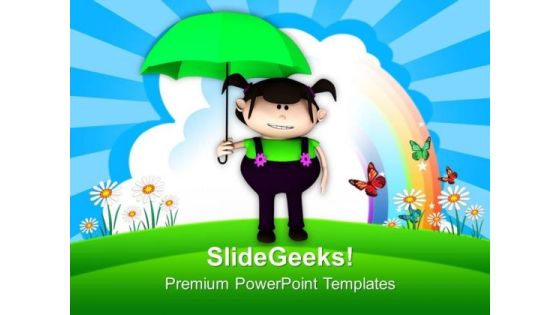 Cute Girl With Umbrella PowerPoint Templates Ppt Backgrounds For Slides 0613 Cute Girl With Umbrella PowerPoint Templates Ppt Backgrounds For Slides 0613