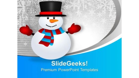 Cute Snowman On Snowy Mountain Holidays PowerPoint Templates Ppt Backgrounds For Slides 0113 Cute Snowman On Snowy Mountain Holidays PowerPoint Templates Ppt Backgrounds For Slides 0113