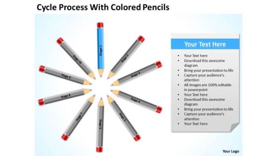 Cycle Process With Colored Pencils Ppt Business Planning PowerPoint Slides