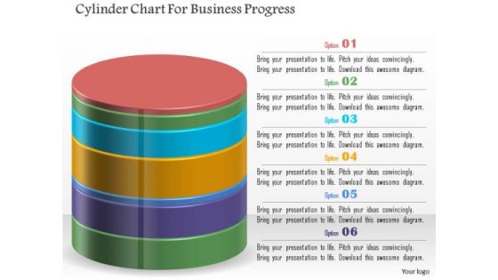 Cylinder Chart For Business Progress PowerPoint Template