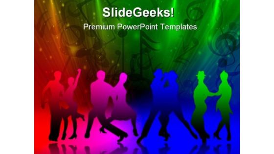 Dancing People Music PowerPoint Template 0610