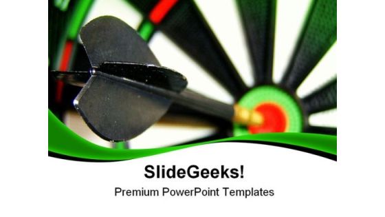 Dart Hitting Bullseye Business PowerPoint Themes And PowerPoint Slides 0811