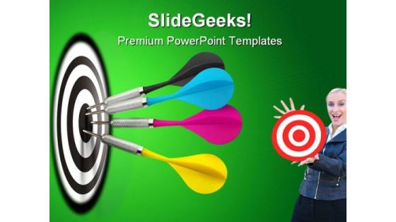 Darts Hitting Target Business PowerPoint Templates And PowerPoint Backgrounds 0611 Darts Hitting Target Business PowerPoint Templates And PowerPoint Backgrounds 0611