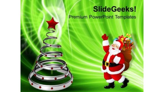 Decorative Tree With Santa Claus Christmas PowerPoint Templates Ppt Backgrounds For Slides 1112