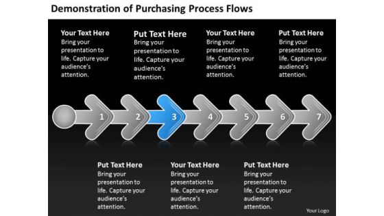 Demonstration Of Purchasing Process Flows Arrow Flowcharts PowerPoint Templates