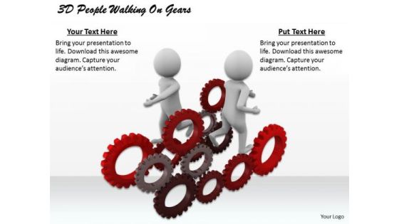 Develop Business Strategy 3d People Walking On Gears Basic Concepts
