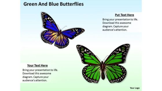 Developing Business Strategy Green And Blue Butterflies Icons Images Developing Business Strategy Green And Blue Butterflies Icons Images