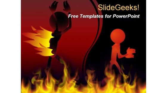 Walking Fire Man PowerPoint Template