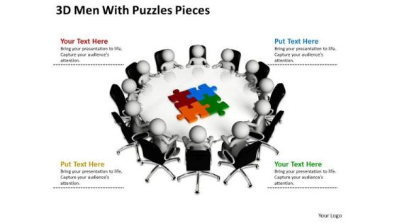 Diagram Business Process 3d Man With Puzzle Pieces PowerPoint Slides