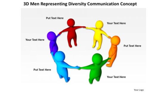 Diagram Of Business Cycle 3d Men Representing Diversity Communication Concept PowerPoint Templates