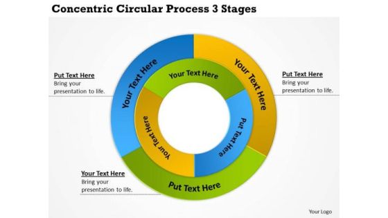 Diagram Of Business Cycle Concentric Circular Process 3 Stages PowerPoint Templates
