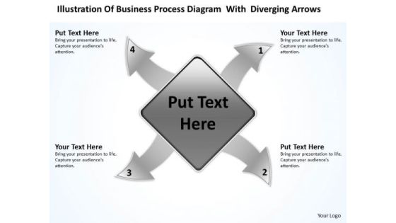 Diagram With Diverging Arrows Relative Circular Flow Process PowerPoint Slides