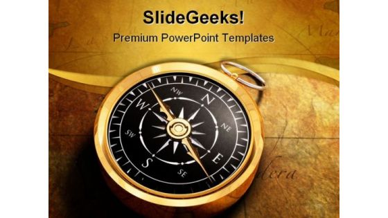 Directions Compass Map Globe PowerPoint Template 1110