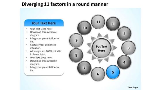 Diverging 11 Factors Round Manner Circular Motion Diagram PowerPoint Slides Diverging 11 Factors Round Manner Circular Motion Diagram PowerPoint Slides